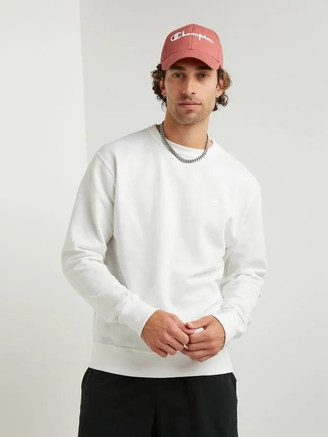 Champion Men's PowerBlend Fleece Crew C Logo White S0888 407D55 045