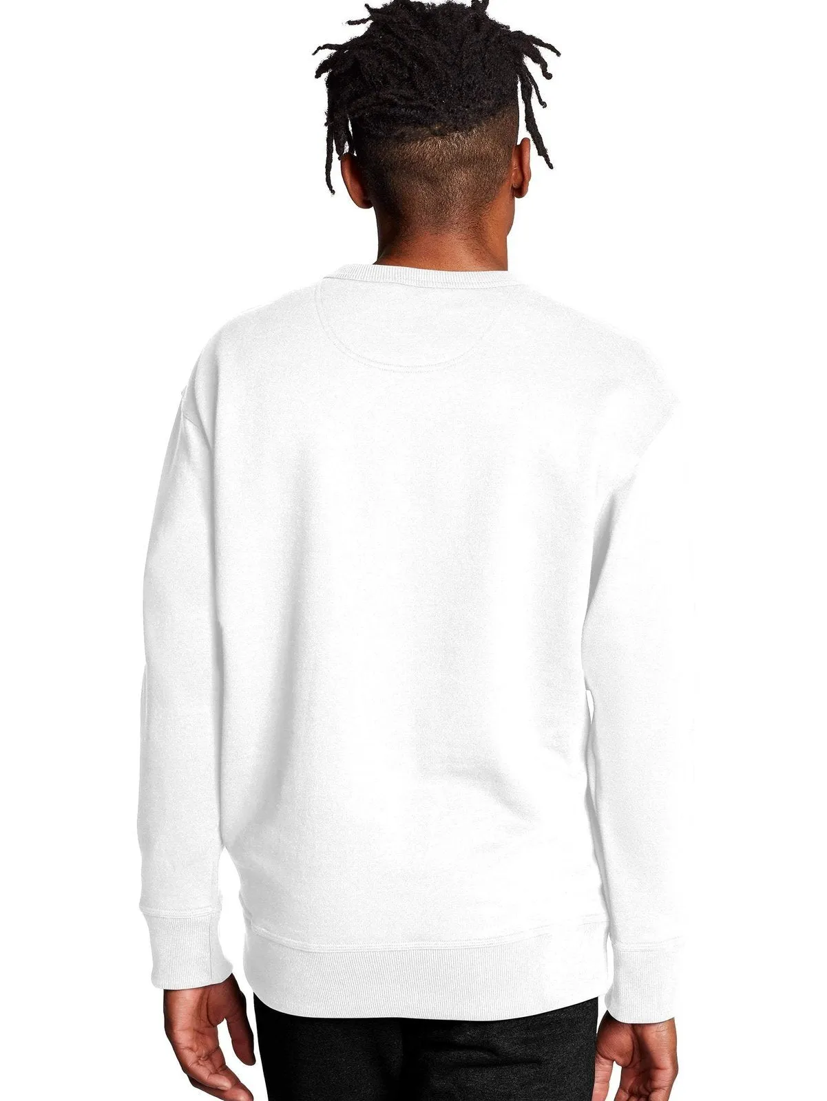 Champion Men's PowerBlend Fleece Crew C Logo White S0888 407D55 045