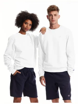 Champion Men's PowerBlend Fleece Crew C Logo White S0888 407D55 045