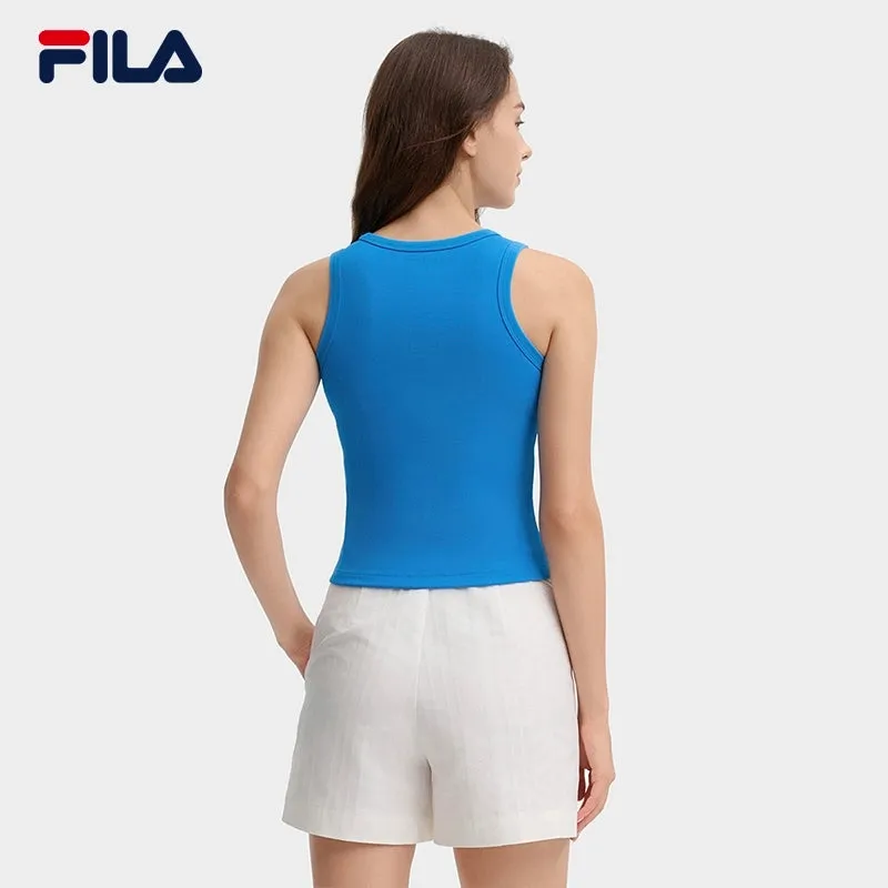 FILA CORE LIFESTYLE HERITAGE Women Cotton Tank Top (Blue / White)