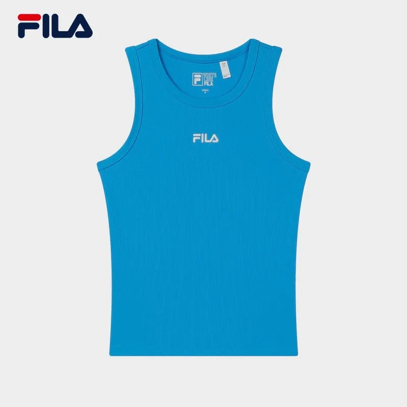 FILA CORE LIFESTYLE HERITAGE Women Cotton Tank Top (Blue / White)
