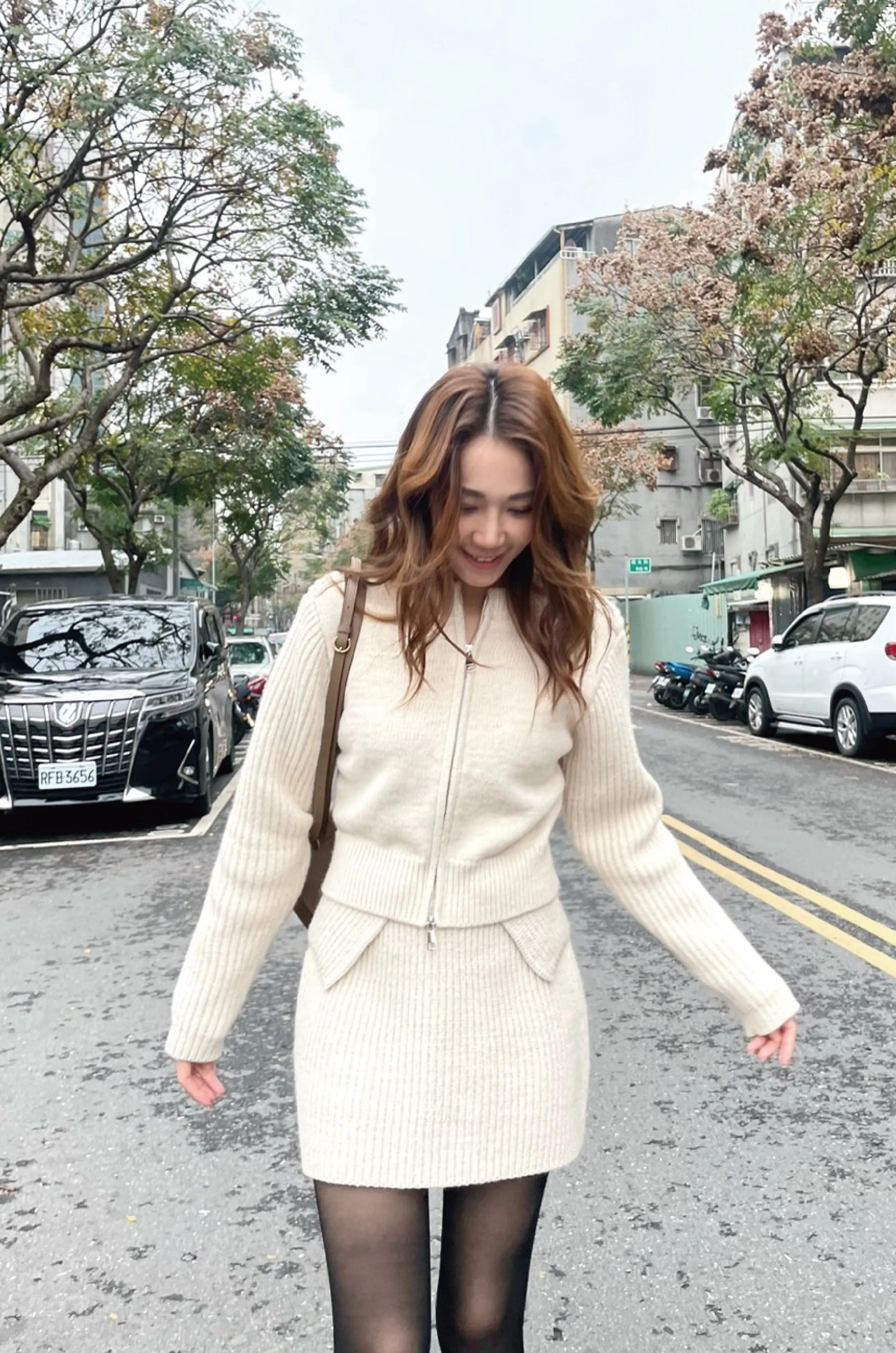 forever yours knit set in beige (Cardigan Skirt)