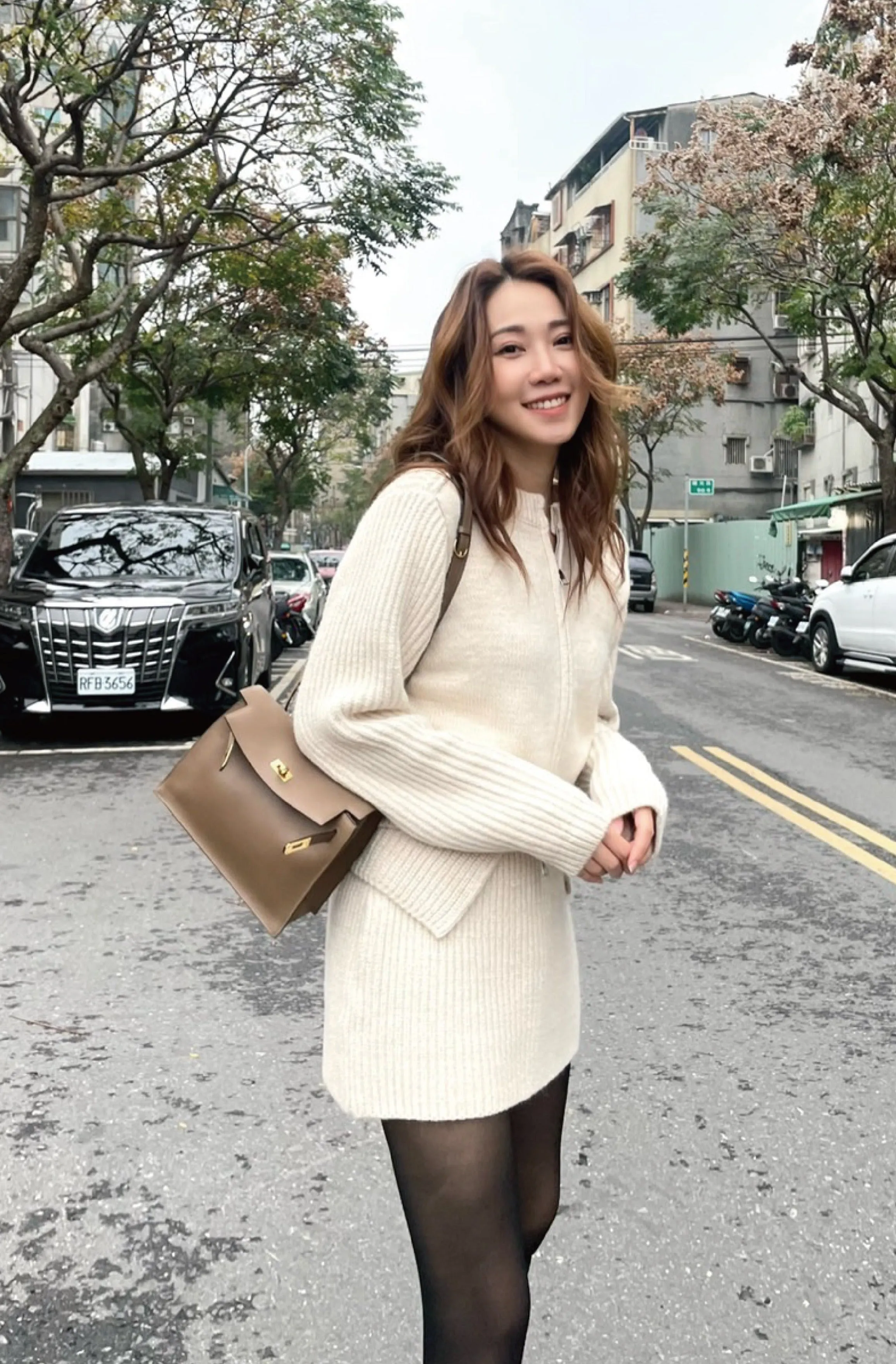 forever yours knit set in beige (Cardigan Skirt)