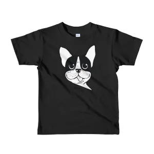 Lil Crown Boston Terrier Short Sleeve Kids T-Shirt Black