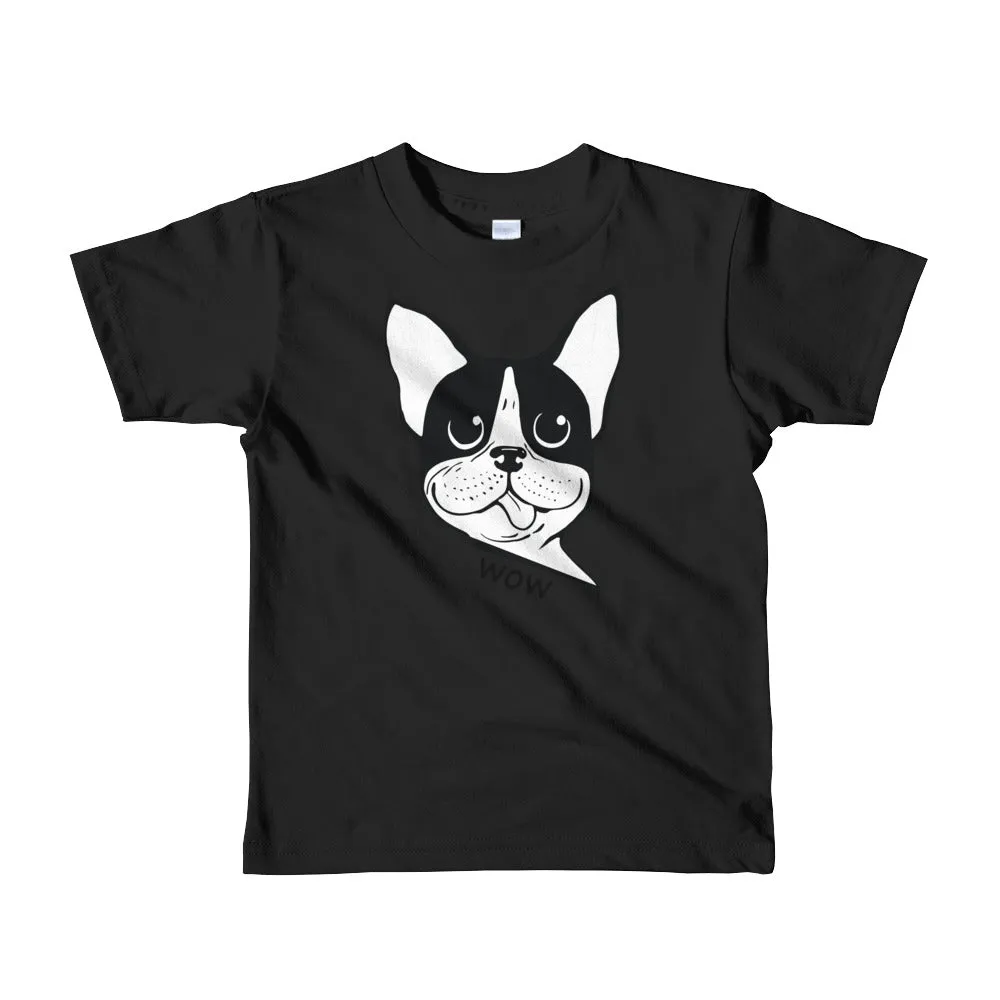 Lil Crown Boston Terrier Short Sleeve Kids T-Shirt Black