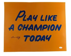 Lou Holtz Signed Play Like A Champion Today 16 x 20 Photograph